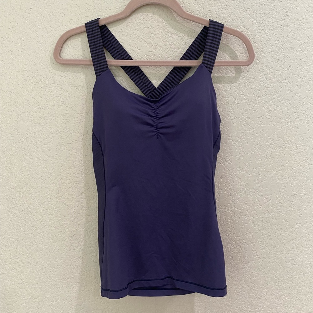 Lululemon Strappy workout tank - like new - blue-black - 8 - Picture 3 of 6